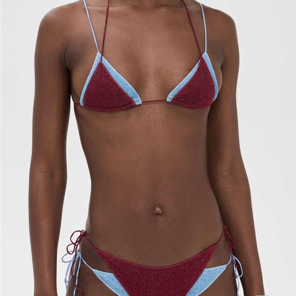 Oseree Burgundy and Light Blue Bikini